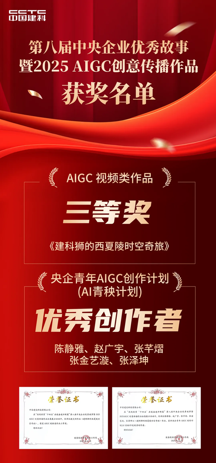 中国建科获奖!中央企业优秀故事暨2025AIGC创意传播奖项揭晓